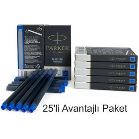 Resim Parker Dolma Kalem Kartuşu Quink Yıkanabilir Mavi 25 Li Paket 1950383 