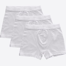 Resim Malabadi Erkek Çocuk Beyaz 3 Lü Paket Pamuk Elastan Boxer 208 