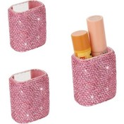 Resim Willowhaven Pembe 2 Adet Elmas Kaplama Ruj Kutusu, Ofis Masaüstü Ve Araç İçin Ruj Tutucu 