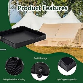 Resim Orolotay Taşınabilir duş teknesi, 41 x 41 katlanabilir duş teknesi ve lavabo tabanı, çıkarılabilir tahliye borusu, karavan, dış mekan için ideal 