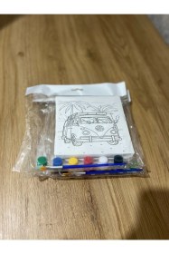 Resim 15x15 Cm Çocuk Tuval Seti 6 Lı Boya Ve Fırça Dahil 