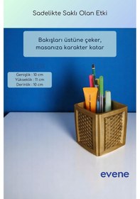 Resim Kalemlik Masa Kalemliği Organizer Kalemlik Altın Eskitme Renk Model 86 Çok Renkli 