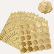 Resim 100 adet Altın Kabartmalı Folyo Teşekkür Mühür Stickerları, Kendinden Yapışkanlı Zarf Mühürleri, Tebrik Kartları, Küçük İşletmeler, Hediye Süslemeleri için - Düzensiz Kalp Şekli 