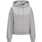 Resim Kadin Minimal Logo Baskili Kapüsonlu Sweatshirt - Studio - 12280152 Light Grey Melange 