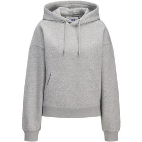 Resim Kadin Minimal Logo Baskili Kapüsonlu Sweatshirt - Studio - 12280152 Light Grey Melange 