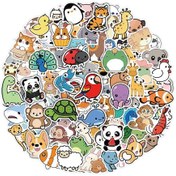 Resim Tenfowee 100 Adet Çok Renkli Hayvan Desenli Sulama Bardağı Sticker Seti - Su Geçirmez Vinil Laptop Telefon Kaykay Sticker Paketi 