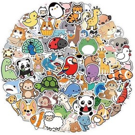 Resim Tenfowee 100 Adet Çok Renkli Hayvan Desenli Sulama Bardağı Sticker Seti - Su Geçirmez Vinil Laptop Telefon Kaykay Sticker Paketi 