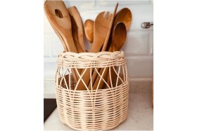 Resim Feyza Design El Yapımı Rattan ve Bambu Kaşıklık, Şık ve Doğal Tasarım 