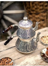 Resim Ağır İşlemeli Çaydanlık Gümüş 