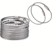 Resim 8/16/32 Paket Çelik Tel Anahtarlık Kablo Halkaları, 6 İnç Metal Anahtar Halkaları Parti Anahtarlıkları ve Açık Hava Bagaj Etiketleri için Uygun. 