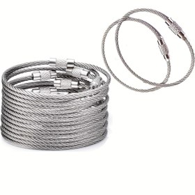Resim 8/16/32 Paket Çelik Tel Anahtarlık Kablo Halkaları, 6 İnç Metal Anahtar Halkaları Parti Anahtarlıkları ve Açık Hava Bagaj Etiketleri için Uygun. 