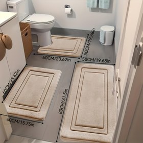Resim 3 adet Set [Sünger Yoğunluğu 40D] Süper Emici | Kaymaz Banyo Matı, Kaymaz PVC | Dayanıklı U-Şekilli Tuvalet Matı | Ultra Yumuşak Yüksek Kaliteli Banyo Matı | Küvet | Duş | Banyo Aksesuarları | Dekoratif Zemin Matı | Kapı Matı | Noel | Cadılar Bayramı | Tatil Hediyesi, Banyo Matı, Hafıza Köpüğü Banyo Matı, Koşucu Halı, Kaymaz Koridor Koşucusu 