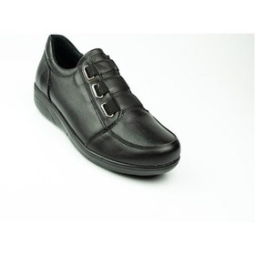 Resim Scavia 142 Kadın Lastikli Deri Ayakkabı Siyah 001 