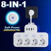 Resim 4 bağımsız anahtarlı bir güç prizi, 4 AC çıkışlı, 3 USB portlu ve 1 Type-C portlu. Duvara monte edilebilir ve kısa, 5FT veya 10FT kablo uzunlukları seçenekleri sunar, seyahat, ofis, çalışma, ev, yurt ve okul kullanımı için uygun bir ürün. 1.5M ve 3M uzatma kabloları içerir, tatil hediyesi olarak mükemmel. 