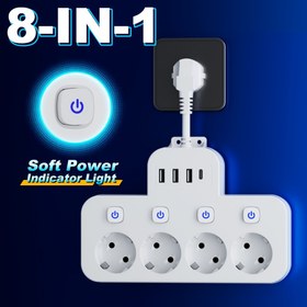 Resim 4 bağımsız anahtarlı bir güç prizi, 4 AC çıkışlı, 3 USB portlu ve 1 Type-C portlu. Duvara monte edilebilir ve kısa, 5FT veya 10FT kablo uzunlukları seçenekleri sunar, seyahat, ofis, çalışma, ev, yurt ve okul kullanımı için uygun bir ürün. 1.5M ve 3M uzatma kabloları içerir, tatil hediyesi olarak mükemmel. 