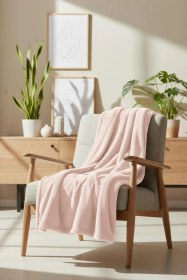 Resim Pufina 140x190 Tavşan Tüyü Tv Battaniyesi Pudra 