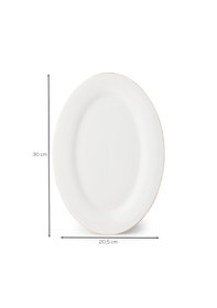 Resim Porsima 4440 Gardenya Porselen Altın Fileli Kayık Tabak Seti - Oval Kahvaltılık Sunumluk Seti 30cm Beyaz 