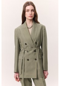 Resim Manuka Tencel Kemerli Kruvaze Blazer Ceket Çağla Çağla 