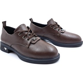 Resim Toce Bağcıklı Oxford Tarz Günlük Kahverengi Kadın Ayakkabı 