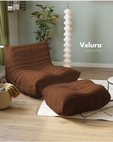 Resim Velura Home & Living Muvva Berjer & Puflu Pofuduk Relax Koltuk & Armut Tekli Koltuk - Kiremit 