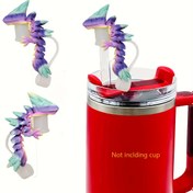 Resim 1 veya 2 adet Ejderha Pipet Kapakları, 30 ve 40oz pipetler için uygun, 3D Baskılı Ejderha Silikon Üst Kapak, Havalı Halloween Bardak Aksesuarları 