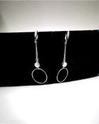 Resim Omar Silver Kadın Ithal Rodyumlu Zirkon Taşlı Sallantılı Gümüş Kü 