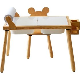 Resim Woodnjoy Ahşap Duyusal Çocuk Aktivite Masası+1 Sandalye Seti Rulo Kağıt - Beyaz 
