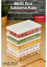Resim Multi Box 5 Li Set Saklama Kabı Seti - Dondurucu & Mikrodalga Uyumlu Krem 