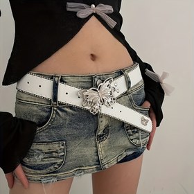 Resim Kadınlar için Vintage Preppy Stil Kelebek Kemer, Y2K Amerikan Modası, Fiyonk Detaylı, Kot Pantolonlar için Çok Yönlü Aksesuar, Plaj, Gece Dışarı, Olgun - Ortalama Beden için Uygun 