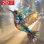 Resim 2D Düz Sinekkuşu Güneş Yakalayıcı - Lüks Tarz, 19.99 cm x 19.99 cm, Renkli Akrilik Cam, Kuş Temalı, Kapı Asma Süsü, Dört Mevsim Dekoratif, Ev ve Bahçe İçin Benzersiz Hediye Fikri, Bayramlık Süsleme için İdeal, Kuş Severler için Mükemmel Seçenek 