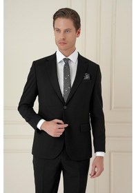 Resim Efor Tk 2021 Slim Fit Klasik Mono Yaka Klasik Siyah Takım Elbise Siyah 
