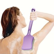 Resim LHM Uzun Saplı Sırt Fırçası - Sert ve Yumuşak Kıllarla Soyulma Banyo Fırçası, Kadınlar, Erkekler, Yaşlılar için Kaymaz Ergonomik Sap, Sert Alanlar için Saf Naylon, Sırt Fırçası, Nazik Soyulma, Şık Tasarım, Dayanıklı Yapı 