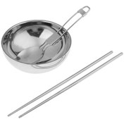 Resim Dolıty Paslanmaz Çelik Çatal Seti Yalıtımlı Kase Katlanır Kırmızı 