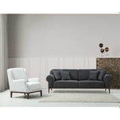 Resim London 3+1 Berjer Koltuk Takımı (Koyu Gri+ Ares Beyaz) 