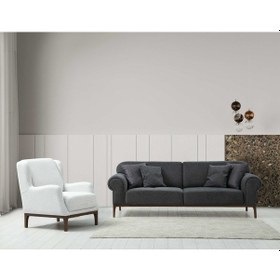 Resim London 3+1 Berjer Koltuk Takımı (Koyu Gri+ Ares Beyaz) 