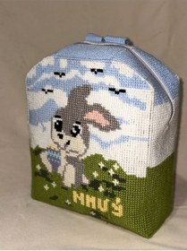 Resim Aksesuar Kadın Sırt Çantası Mavi Beyaz Mavi - Beyaz 