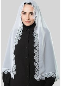 Resim Hürrem Bone Beyaz Namaz Başörtüsü Şal Şifon Güpürlü 202106 42 