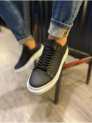 Resim KN Fashion Mp421 Bt Bağcıklı Ortopedik Yüksek/kalın Taban Erkek Sneaker Siyah 