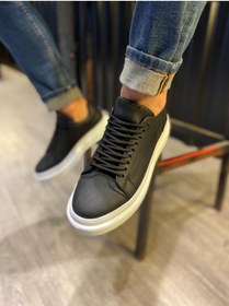 Resim KN Fashion Mp421 Bt Bağcıklı Ortopedik Yüksek/kalın Taban Erkek Sneaker Siyah 