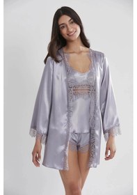 Resim Pierre Cardin 2490 Bayan Sabahlıklı Saten Şort Takım Royal 