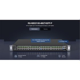 Resim Ruıjıe Reyee Rg-nbs3100-48gt4sfp-p 48 Port Gigabit Poe, 370w, 4port Sfp, L2 Yönetilebilir Switch Metal Kasa 