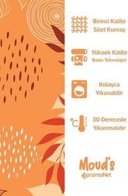 Resim Turuncu Yapraklar Desenli Yuvarlak Süet Dertsiz Masa Örtüsü 