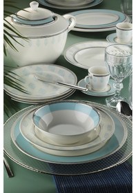 Resim Kütahya Porselen Bone Kalipso 68 Parça 10555 Desenli Yemek Takımı 