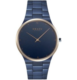 Resim Obaku Denmark V305gxslsl Quartz Çelik Lacivert Safir Cam 42 Mm Erkek Kol Saati Altın 