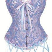 Resim Kadınlar için Gotik Vintage Korse Üst - Arka Bağlama Kapatma ile Çiçek Desenli Korse Gömlek, Saatli Şekilli Vücut, Formal Parti Düğün Cadılar Bayramı Kostümü - Özel Günler, Cadılar Bayramı Kıyafeti, Dekoratif Çiçek Deseni, Şekillendirilmiş Göğüs, Vücut Şekillendirici, Retro Moda, Yüksek Kaliteli Kumaş, Uyumlu Göğüs, Cosplay Tutkunları, Düğün Kıyafeti, Şık Siluet, Şık Gömlek, Cosplay, Formal Elbise 