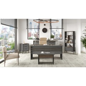 Resim Yurudesign Vista Abcde Ofis Büro Masa Takımı Kahve-Beton-Antrasit Vs9-Cga 