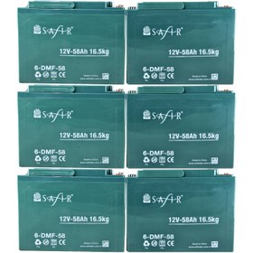 Resim Safir Jel Akü 12 V - 58+ Ah 16.5kg (60 - 80 Ah Uyumlu) - 6'lı Set 