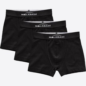 Resim Malabadi Erkek Çocuk Siyah 3 Lü Paket Pamuk Elastan Boxer 208 