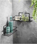 Resim Sas Yapışkanlı Banyo Düzenleyici Şampuanlık Krom 2 Adet Siyah 