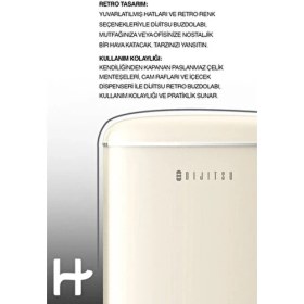 Resim Dijitsu DB120 E 93 lt Statik Bej Retro Buzdolabı Tek Kapılı ve Sessiz Çalışma Özelliği 